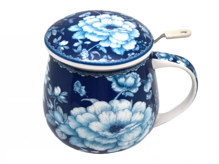 KUBEK 450 ML Z METALOWYM ZAPARZACZEM BLUE ROSE
