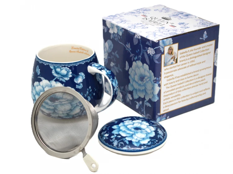 KUBEK 450 ML Z METALOWYM ZAPARZACZEM BLUE ROSE