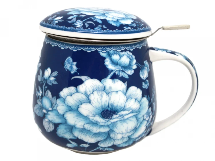 KUBEK 450 ML Z METALOWYM ZAPARZACZEM BLUE ROSE