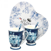KPL. 2 KUBKÓW 300 ML Z ŁYŻECZKAMI BLUE ROSE