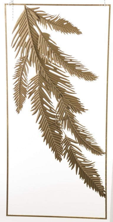 METALOWA DEKORACJA ŚCIENNA LIŚCIE W RAMIE 125x60x4