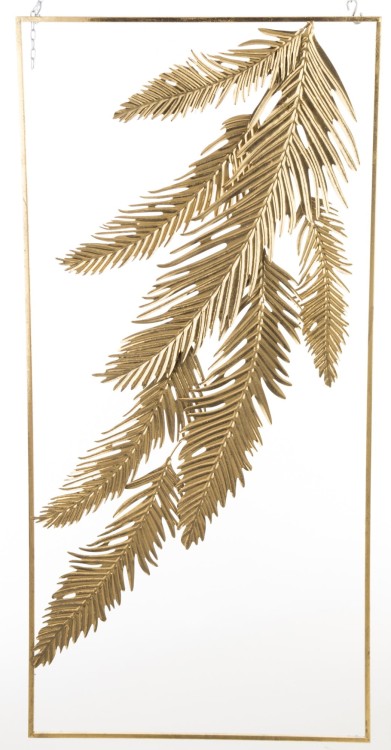 METALOWA DEKORACJA ŚCIENNA LIŚCIE W RAMIE 125x60x4