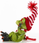 ŚWIĄTECZNA FIGURKA ŻABA W CZAPCE I SZALIKU 10CM