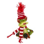 ŚWIĄTECZNA FIGURKA ŻABA W CZAPCE I SZALIKU 14CM