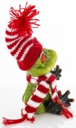 ŚWIĄTECZNA FIGURKA ŻABA W CZAPCE I SZALIKU 14CM