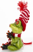 ŚWIĄTECZNA FIGURKA ŻABA W CZAPCE I SZALIKU 14CM