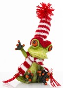 ŚWIĄTECZNA FIGURKA ŻABA W CZAPCE I SZALIKU 14CM