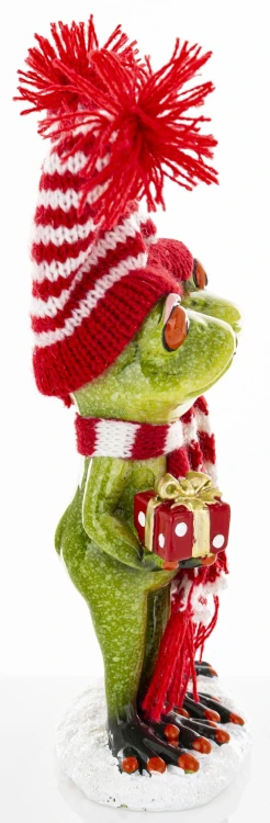 ŚWIĄTECZNA FIGURKA ŻABY Z PREZENTEM PARA 20CM