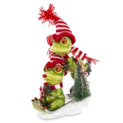 ŚWIĄTECZNA FIGURKA ŻABY NA NARTACH 21CM