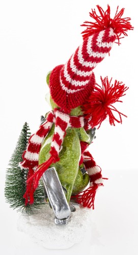 ŚWIĄTECZNA FIGURKA ŻABY NA NARTACH 21CM