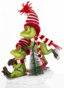ŚWIĄTECZNA FIGURKA ŻABY NA NARTACH 21CM