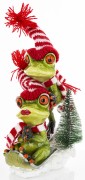 ŚWIĄTECZNA FIGURKA ŻABY NA NARTACH 21CM