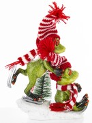ŚWIĄTECZNA FIGURKA ŻABY NA NARTACH 21CM