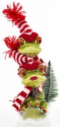 ŚWIĄTECZNA FIGURKA ŻABY NA NARTACH 21CM