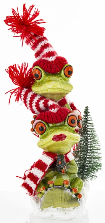 ŚWIĄTECZNA FIGURKA ŻABY NA NARTACH 21CM