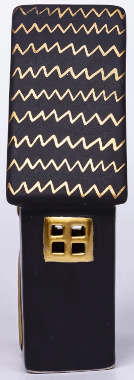 FIGURKA DOMEK LED CZARNO ZŁOTY 19x12x6,5 cm