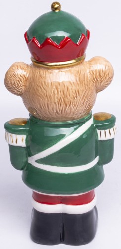 FIGURKA MIŚ NIEDŹWIADEK W MUNDURZE Z BĘBNEM 22CM