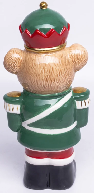 FIGURKA MIŚ NIEDŹWIADEK W MUNDURZE Z BĘBNEM 22CM