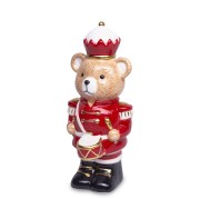 FIGURKA MIŚ NIEDŹWIADEK W MUNDURZE Z BĘBNEM 16CM