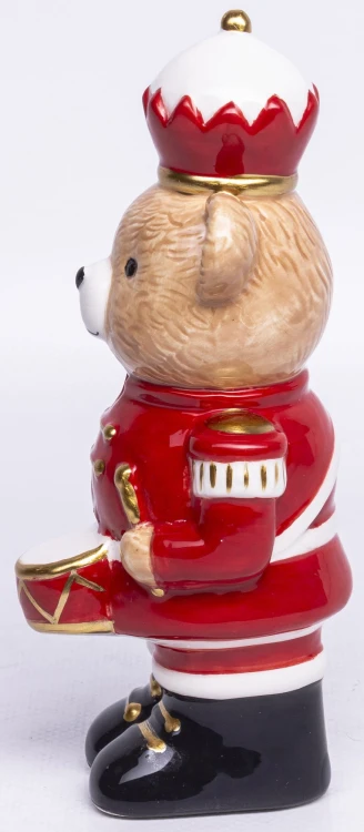 FIGURKA MIŚ NIEDŹWIADEK W MUNDURZE Z BĘBNEM 16CM