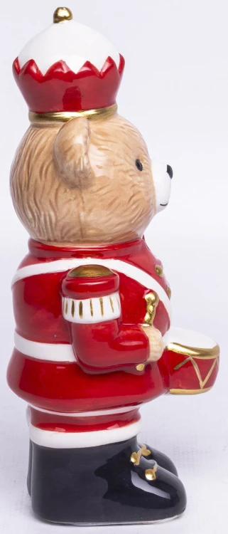 FIGURKA MIŚ NIEDŹWIADEK W MUNDURZE Z BĘBNEM 16CM