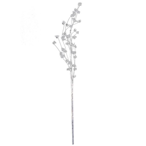 GAŁĄZKA SREBRNA DEKORACYJNA Z KORALIKAMI 48CM