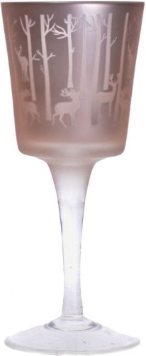 ŚWIECZNIK KIELICH NA NÓŻCE Z RENIFEREM H18cm