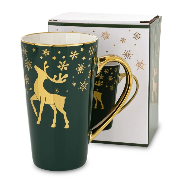 ŚWIĄTECZNY KUBEK PORCELANOWY Z RENIFEREM 450ML