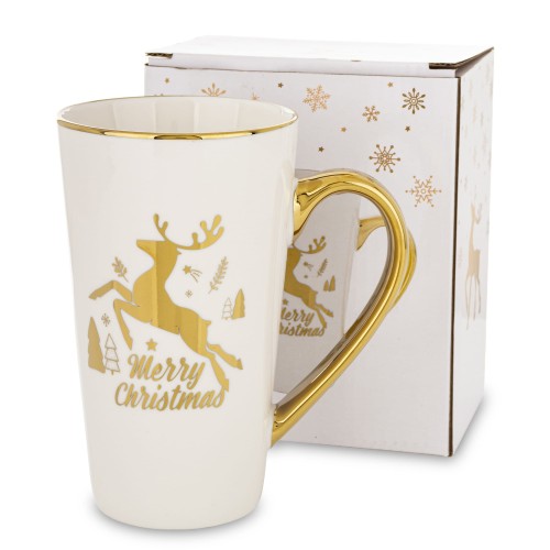 ŚWIĄTECZNY KUBEK PORCELANOWY Z RENIFEREM 450ML
