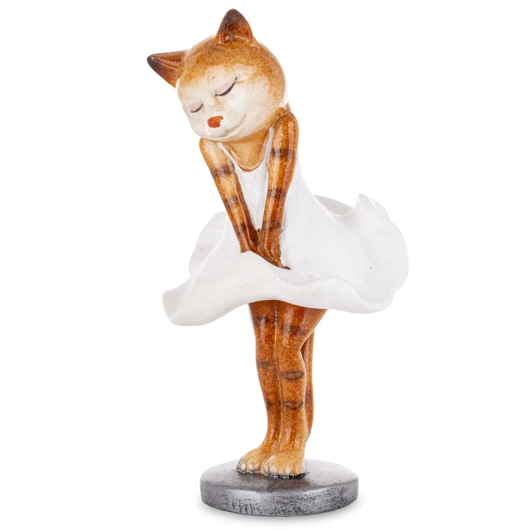FIGURKA KOT DAMA W BIELI 17x8,5x7,5