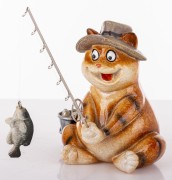 FIGURKA KOT WĘDKARZ 12,5x12x19