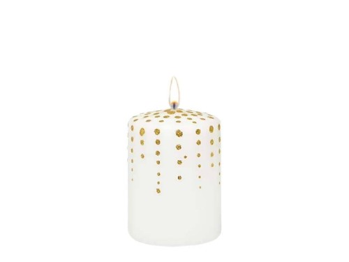 ŚWIECA PIEŃKOWA 100/70 GLITTER DOTS LAKIER MATOWY biała