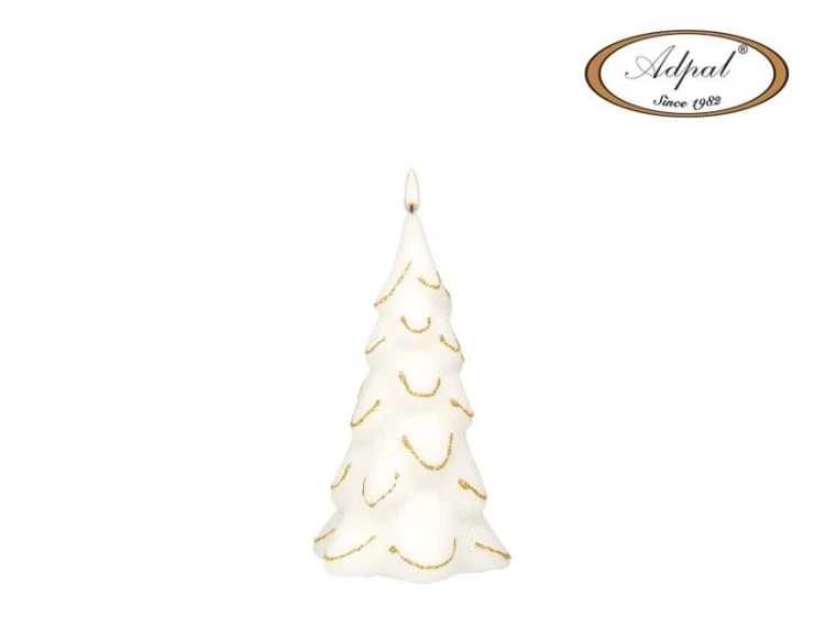 ŚWIECA CHOINKA MAŁA  (150/80) GOLDEN CHRISTMAS LAKIER MATOWY biała