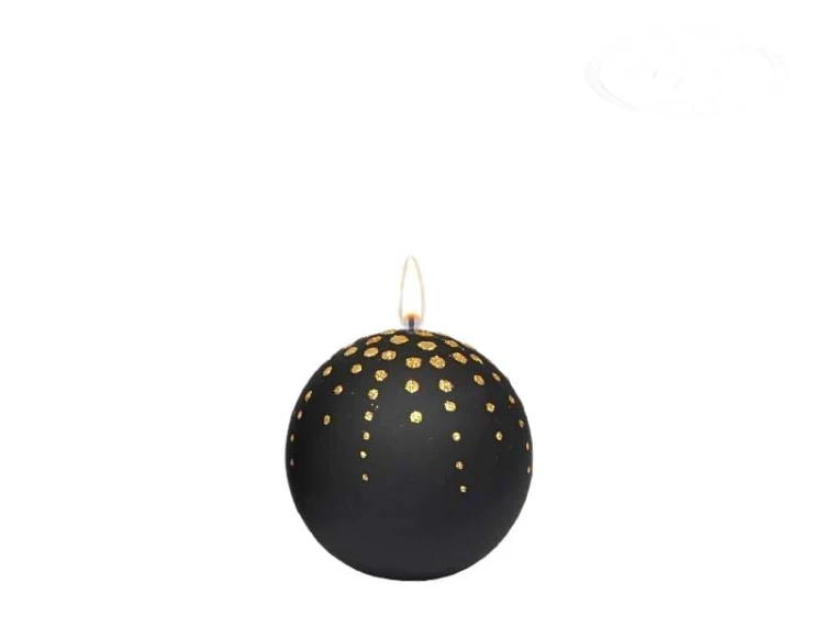 ŚWIECA KULA (FI 80) GLITTER DOTS LAKIER MATOWY CZARNA