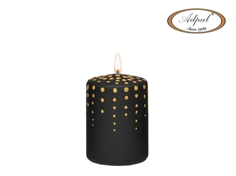 ŚWIECA PIEŃKOWA 100/70 GLITTER DOTS LAKIER MATOWY CZARNA