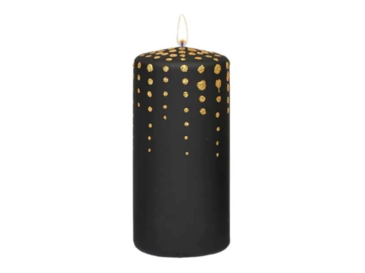 ŚWIECA PIEŃKOWA 150/70 GLITTER DOTS LAKIER MATOWY CZARNA