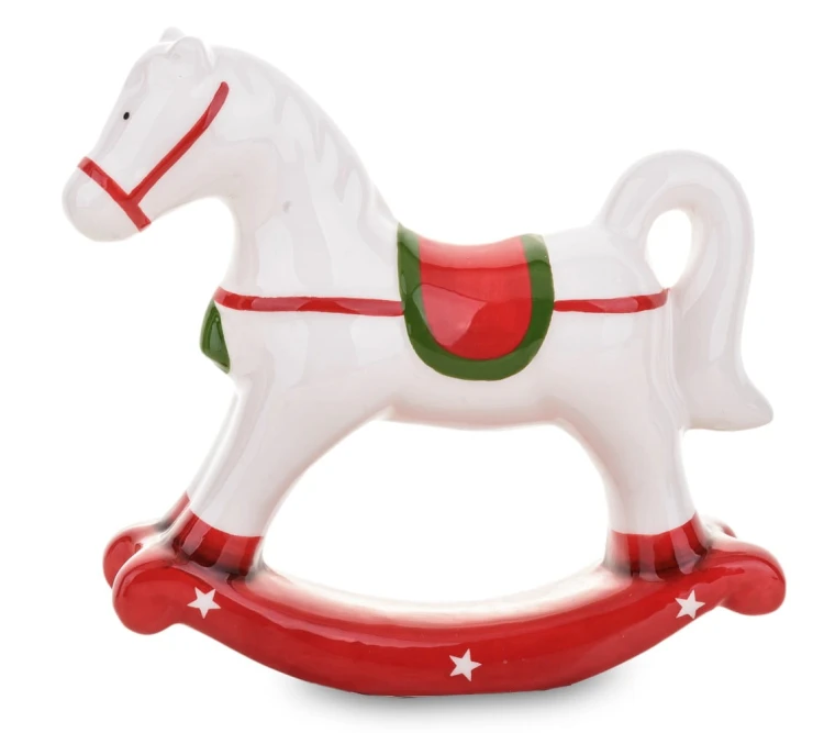 FIGURKA CERAMICZNA KOŃ NA BIEGUNACH 14x15,5x4