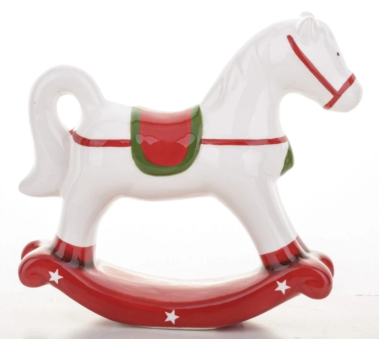 FIGURKA CERAMICZNA KOŃ NA BIEGUNACH 14x15,5x4