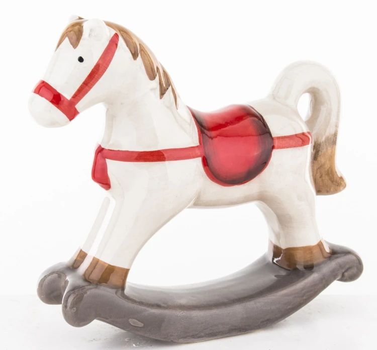FIGURKA CERAMICZNA KOŃ NA BIEGUNACH 14x15x4,5