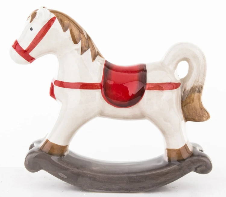 FIGURKA CERAMICZNA KOŃ NA BIEGUNACH 14x15x4,5