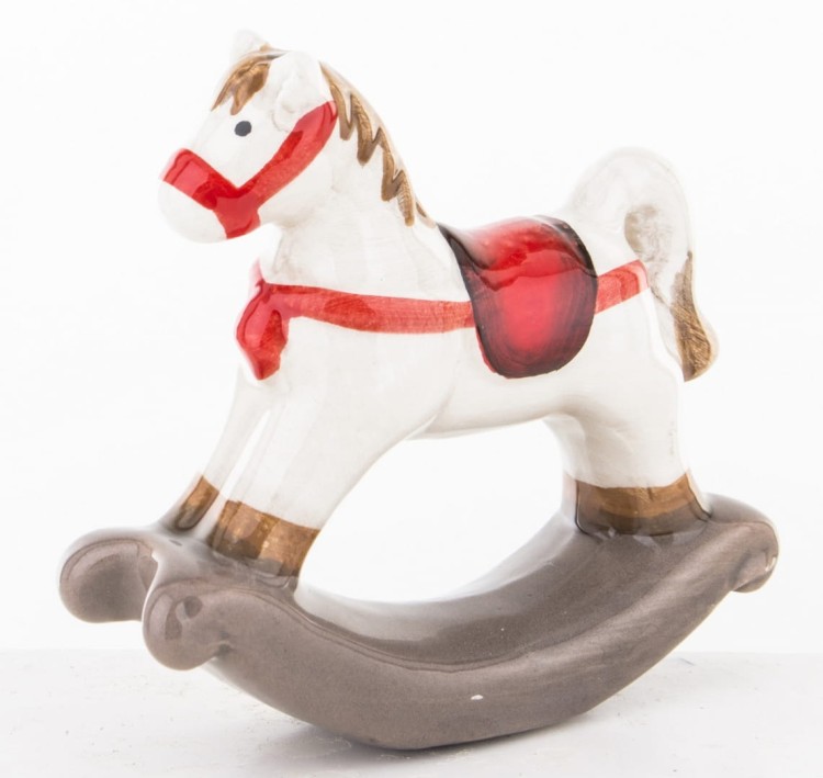 FIGURKA CERAMICZNA KOŃ NA BIEGUNACH  8,5x9x2,5