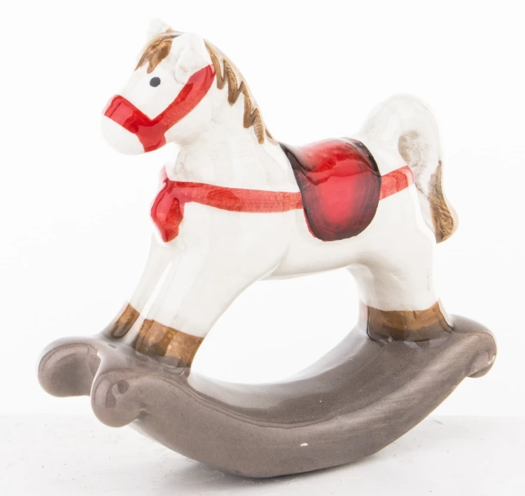 FIGURKA CERAMICZNA KOŃ NA BIEGUNACH  8,5x9x2,5