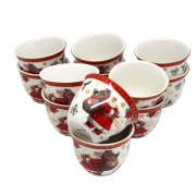 KOMPLET 12 ŚWIĄTECZNYCH KUBECZKÓW/FILIŻANEK 80ML W OZDOBNYM OPAKOWANIU