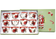 KOMPLET 12 ŚWIĄTECZNYCH KUBECZKÓW/FILIŻANEK 80ML W OZDOBNYM OPAKOWANIU