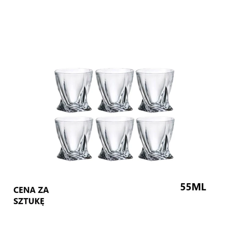 KOMPLET KIELISZKÓW DO NALEWKI 55ML BOHEMIA QUADRO