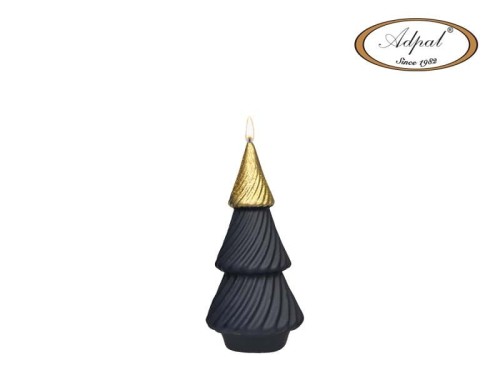 ŚWIECA SPIRAL CHOINKA ŚREDNIA CZARNO-ZŁOTA 15CM