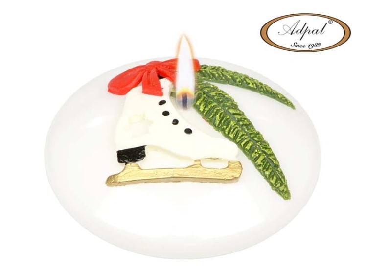 ŚWIECA DYSK CHRISTMAS WISHES LAKIER BIAŁA FI80mm