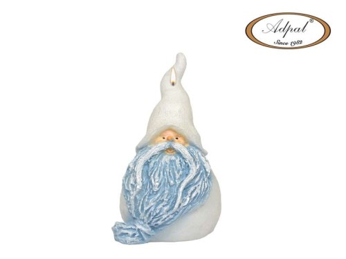 ŚWIECA SKRZAT WINTER SANTA BIAŁO NIEBIESKI 17CM