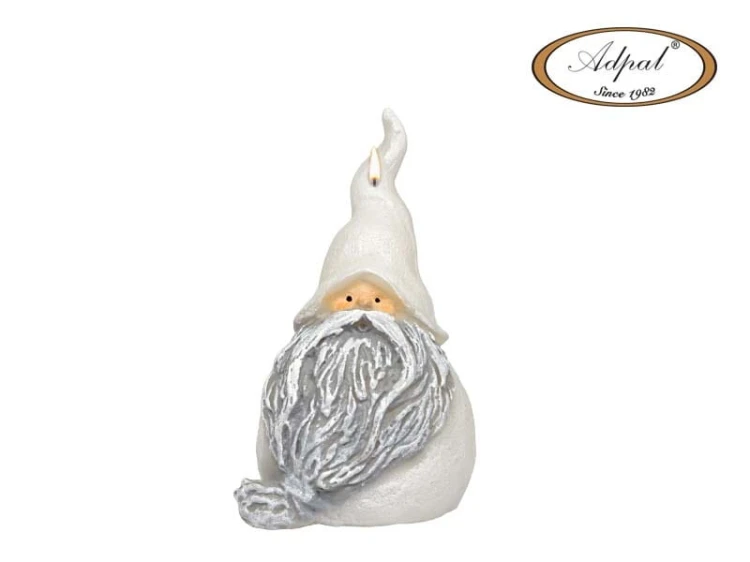 ŚWIECA SKRZAT WINTER SANTA BIAŁO SZARY 17CM