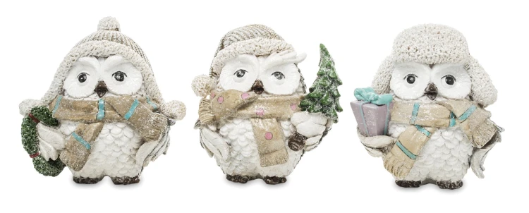 FIGURKA ZIMOWA SOWA 10CM - 3 WZORY